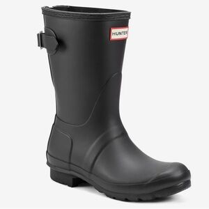 HUNTER Original Short Adjustable Rain Boots Matte Black Womens 7